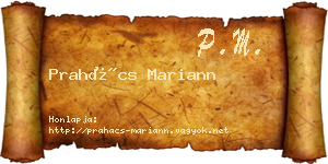 Prahács Mariann névjegykártya
